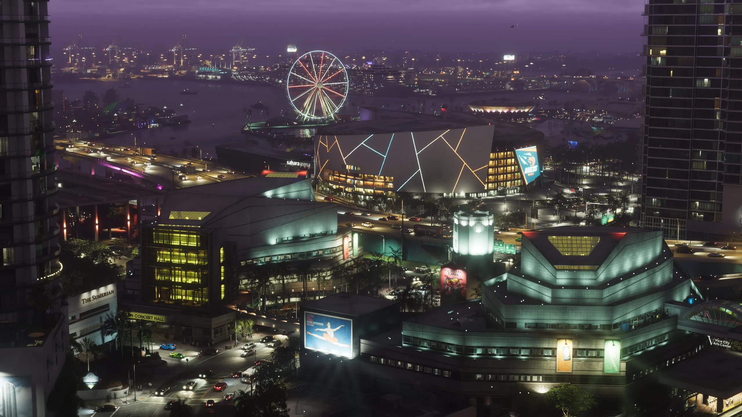 Vice City at dusk in Grand Theft Auto VI, official screenshot